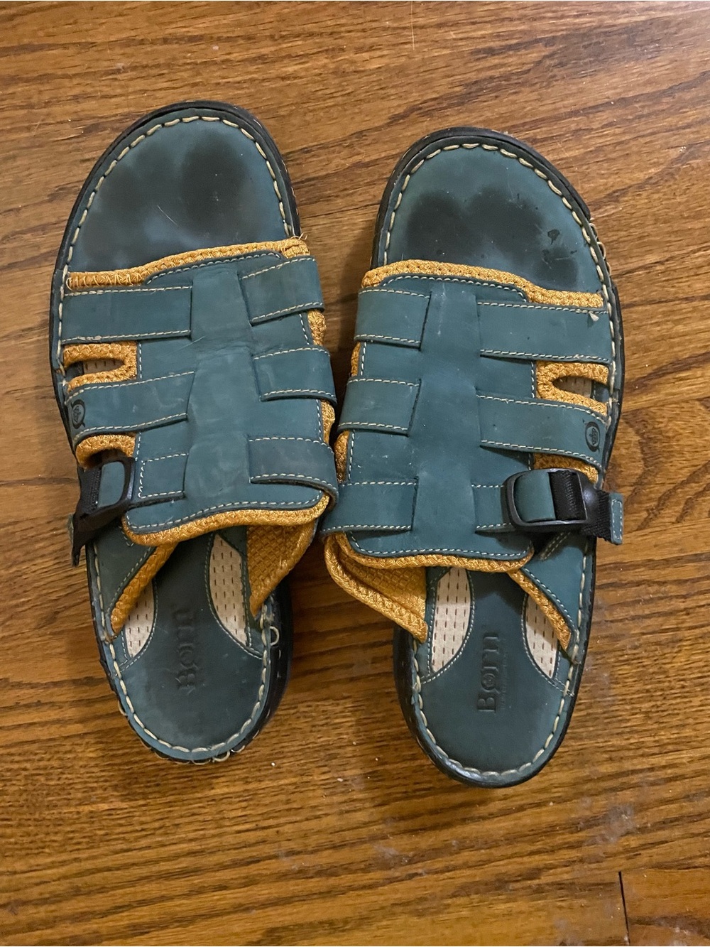 Born Teal and Mustard comfy Sandals